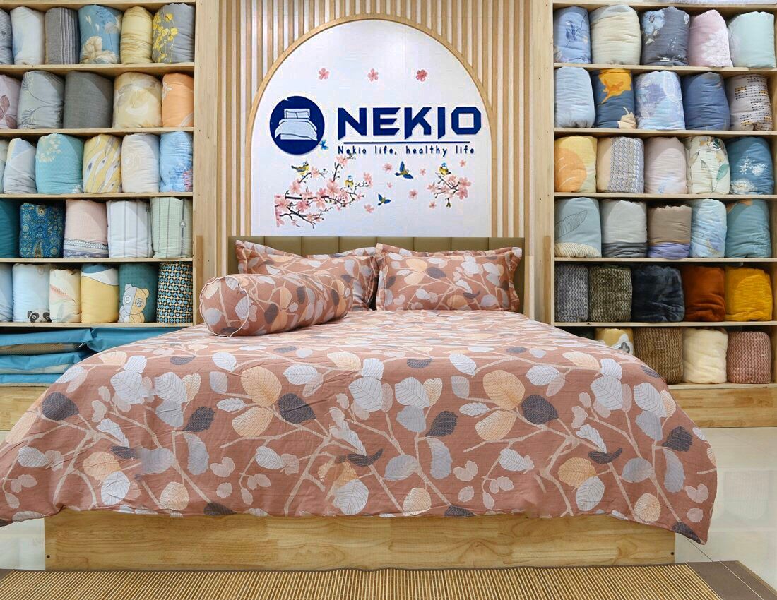  Bộ chăn ga Lụa Tencel Lá Đỏ 