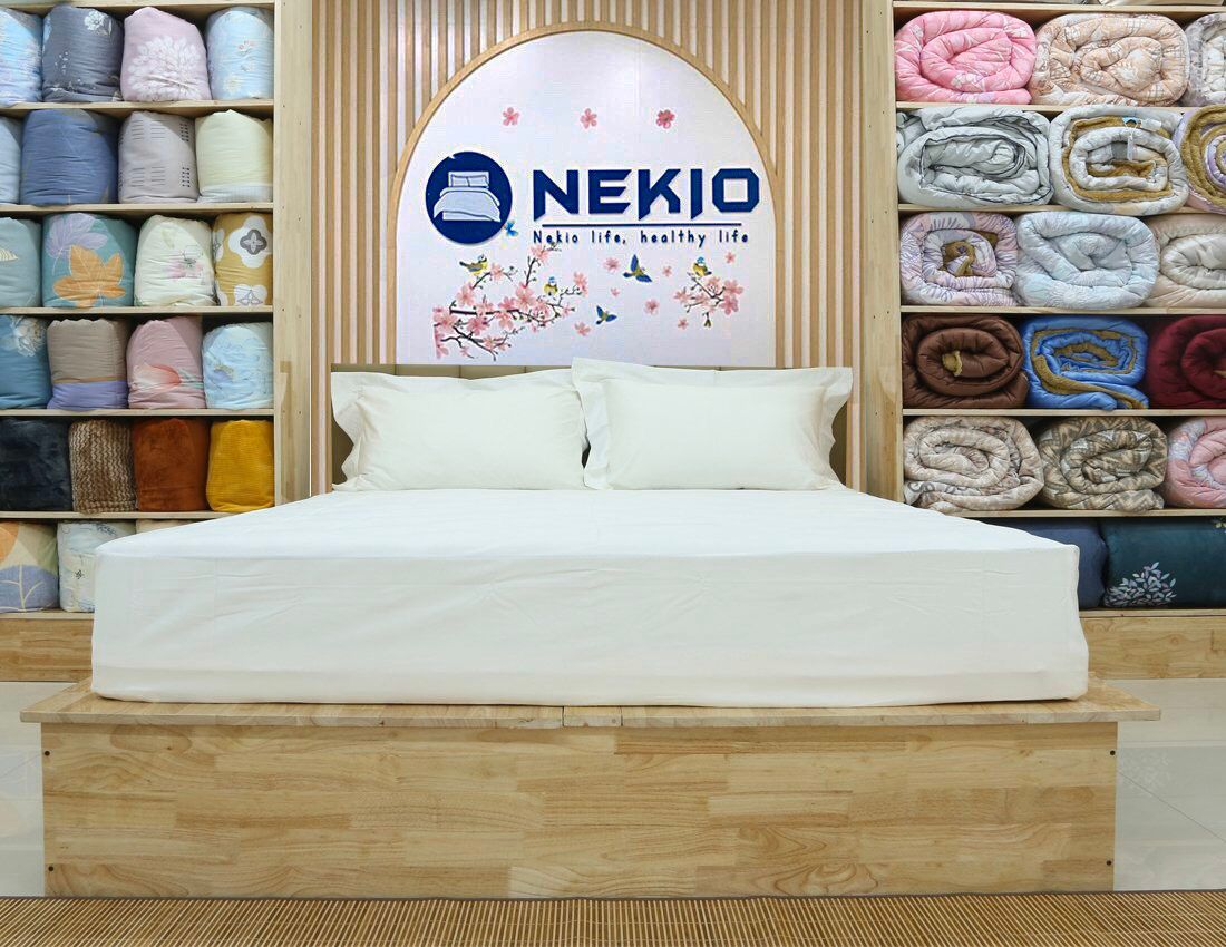  Bộ Chăn Ga Cotton USA Nekio Trắng 