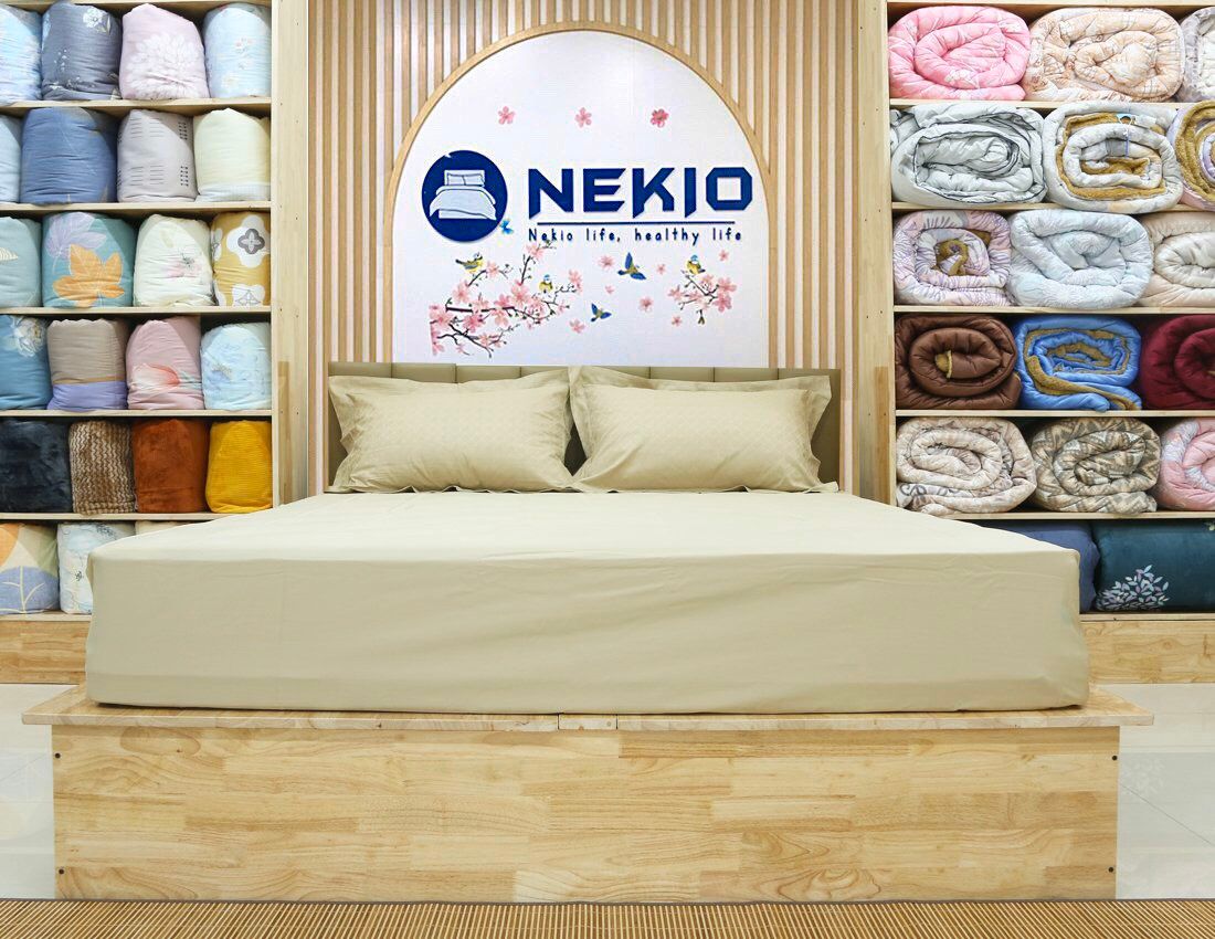  Bộ Chăn Ga Cotton USA Nekio Vàng Be 