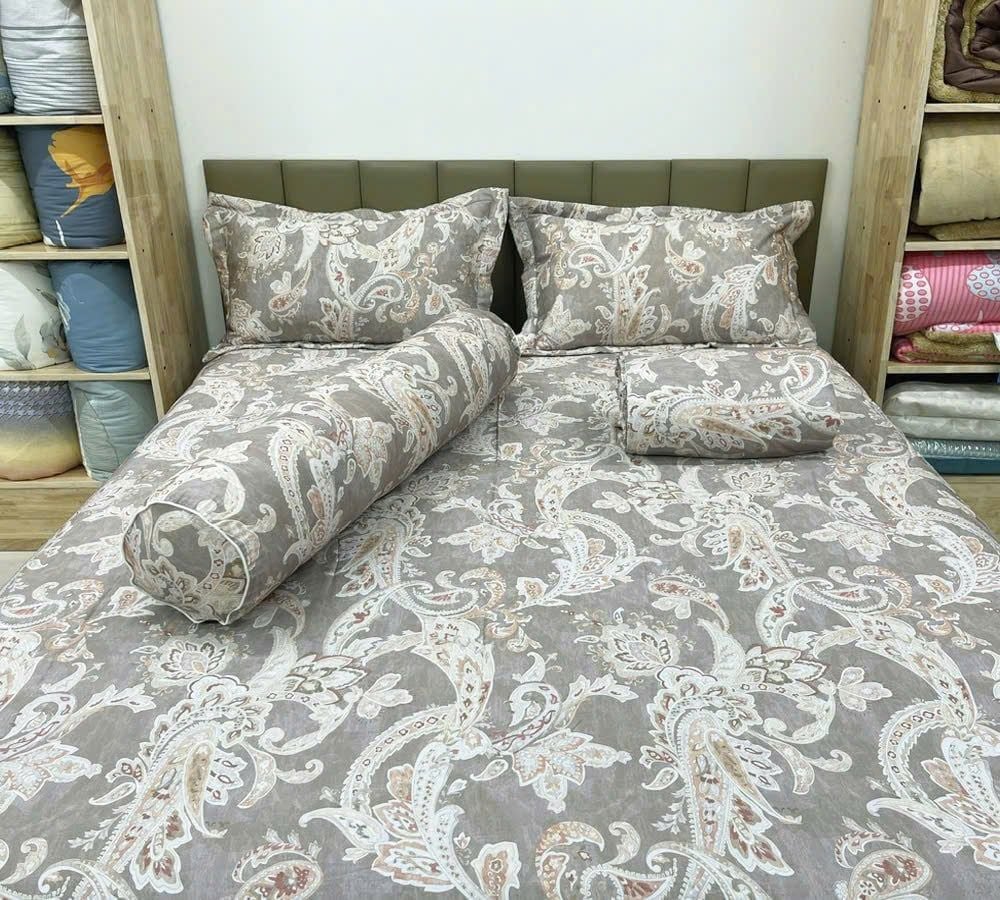  Bộ chăn ga Modal Họa Tiết Nâu 