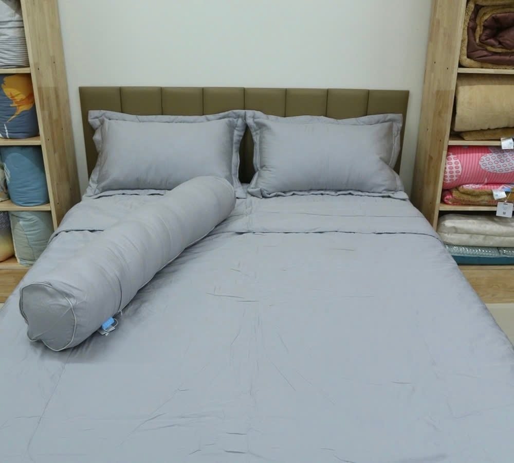  Bộ chăn ga Lụa Tencel Nekio Xám 