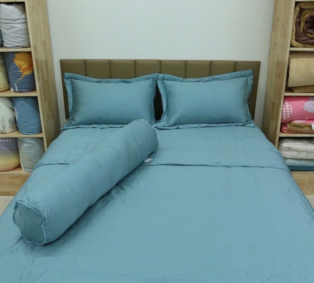  Bộ chăn ga lụa Tencel Nekio Xanh 