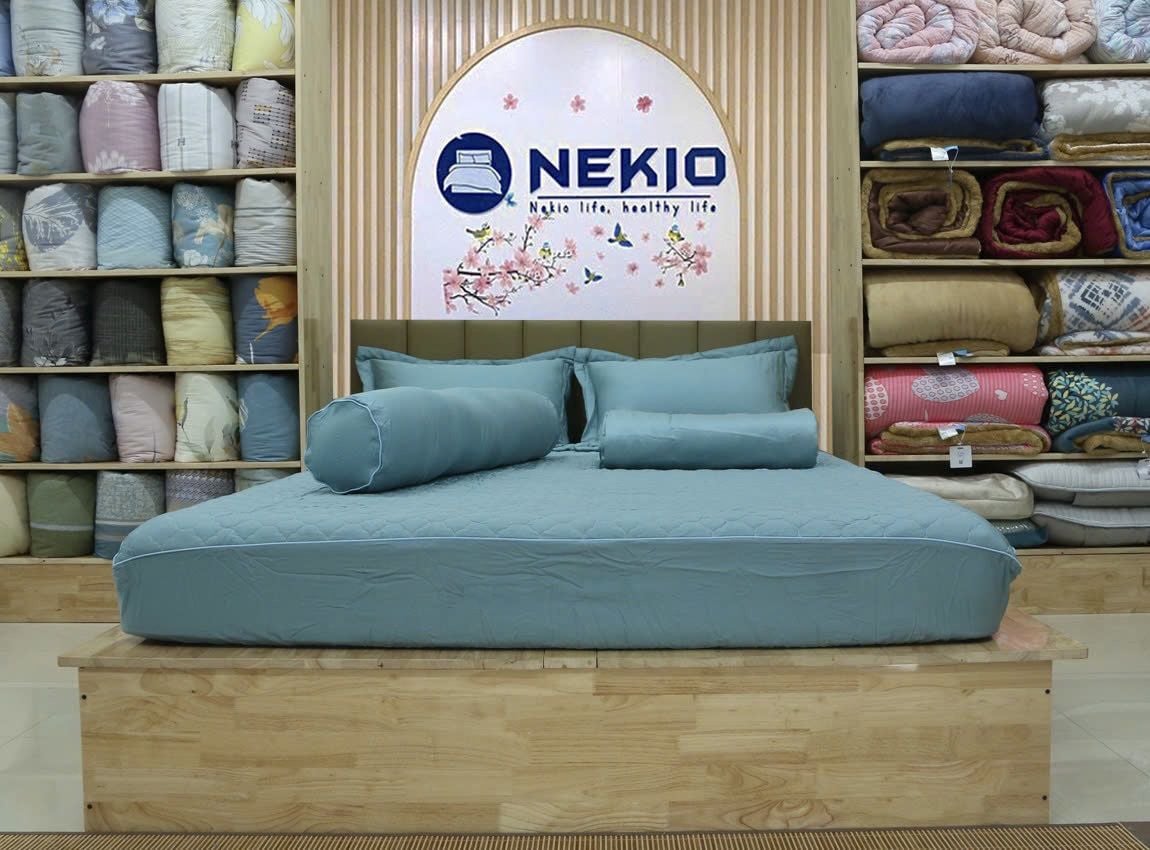  Bộ chăn ga lụa Tencel Nekio Xanh 