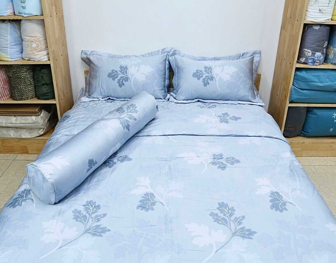  Bộ chăn ga lụa ProTencel Lá Xám 