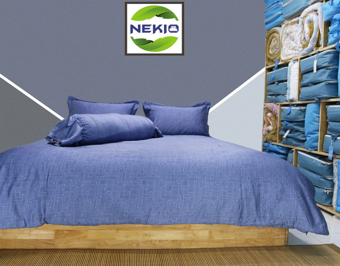  Bộ Chăn Ga Lụa ProTencel Nền Xanh 