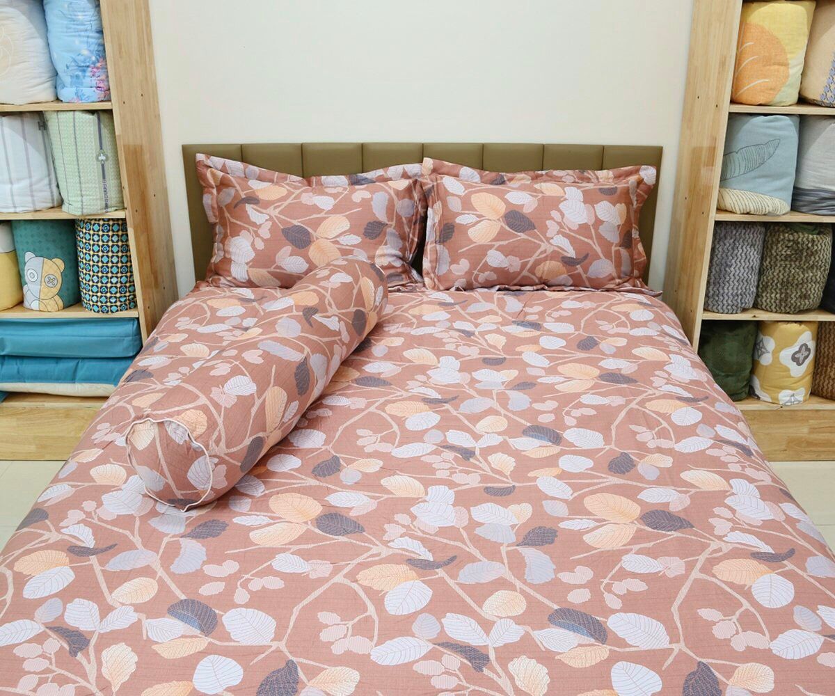  Bộ chăn ga Lụa Tencel Lá Đỏ 