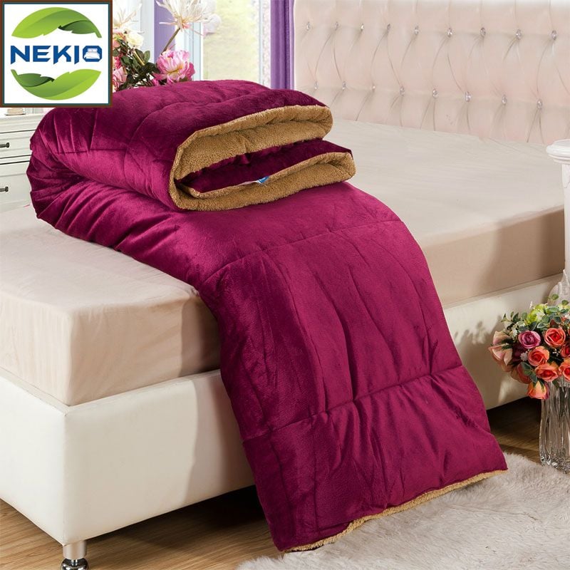  Chăn Lông Cừu Nekio Nhật Bản Đỏ Bordeaux 