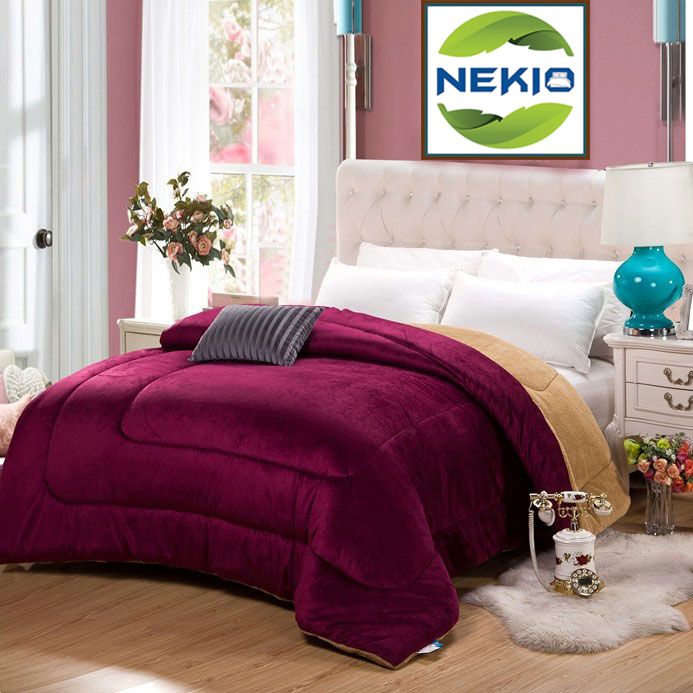  Chăn Lông Cừu Nekio Nhật Bản Đỏ Bordeaux 