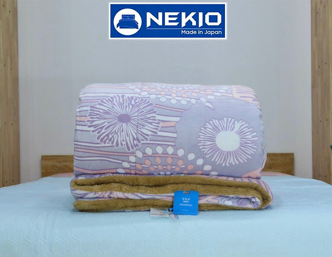  Chăn lông cừu Nhật Nekio Hồng Họa Tiết 
