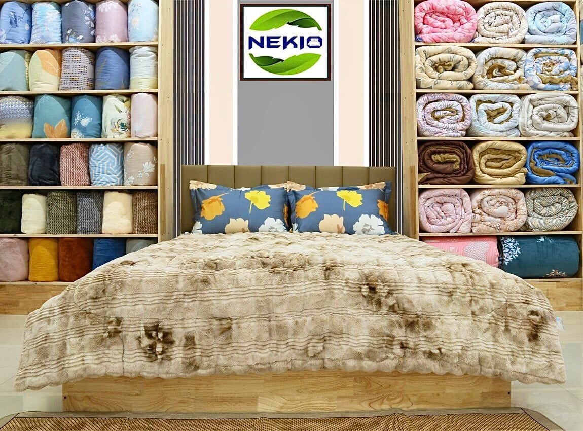  Chăn Queen Luxury Nekio Lông Thỏ Tuyết Nâu 
