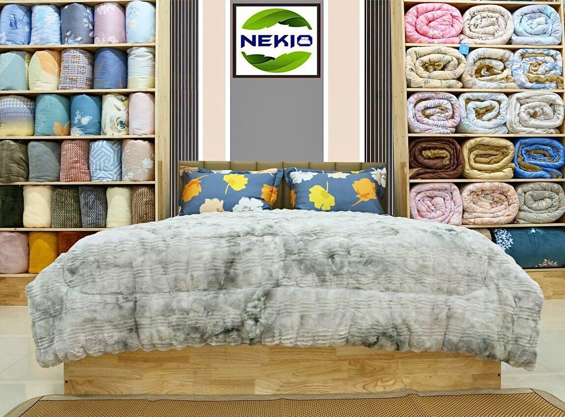  Chăn Queen Luxury Nekio Lông Thỏ Tuyết Xám 
