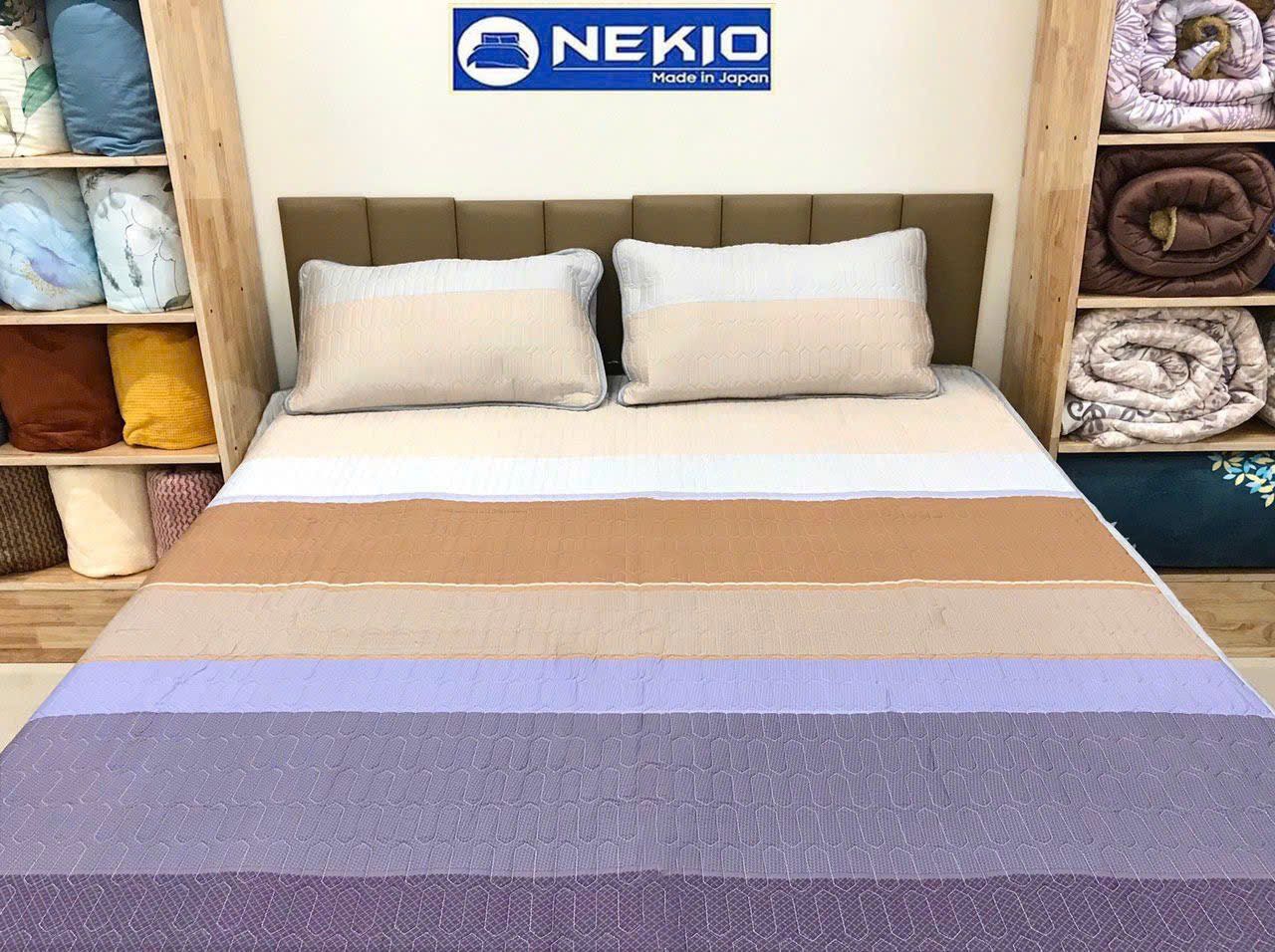  Chiếu cao su non (Latex) vải Modal gỗ sồi Kẻ Nâu 