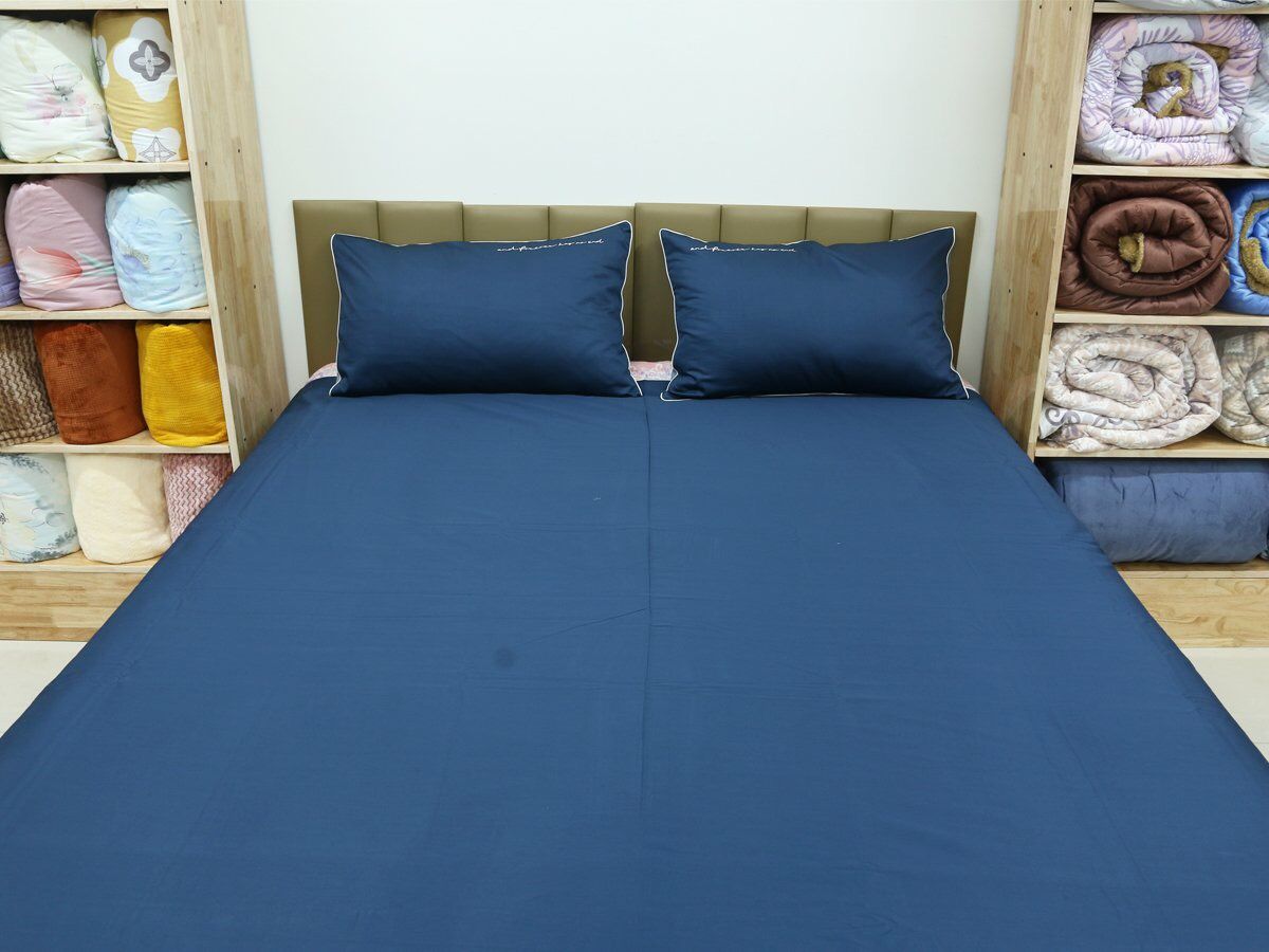  Bộ Chăn Ga Cotton USA Nekio Tím Than 