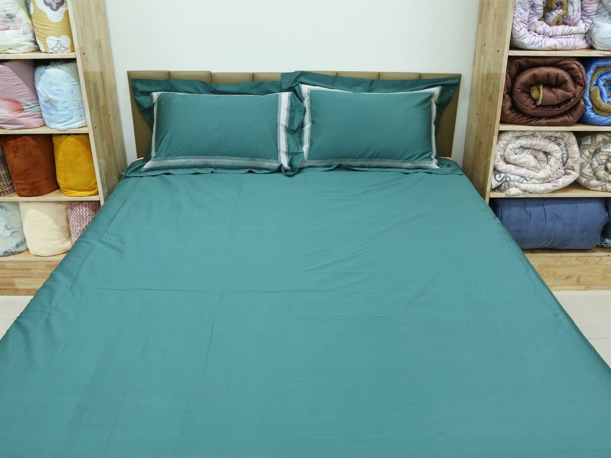  Bộ Chăn Ga Cotton USA Nekio Xanh Đậm 