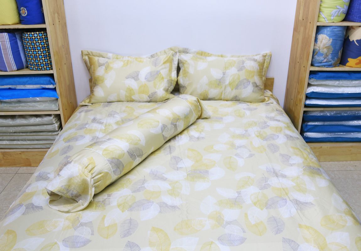  Bộ chăn ga Lụa Tencel Lá Vàng 