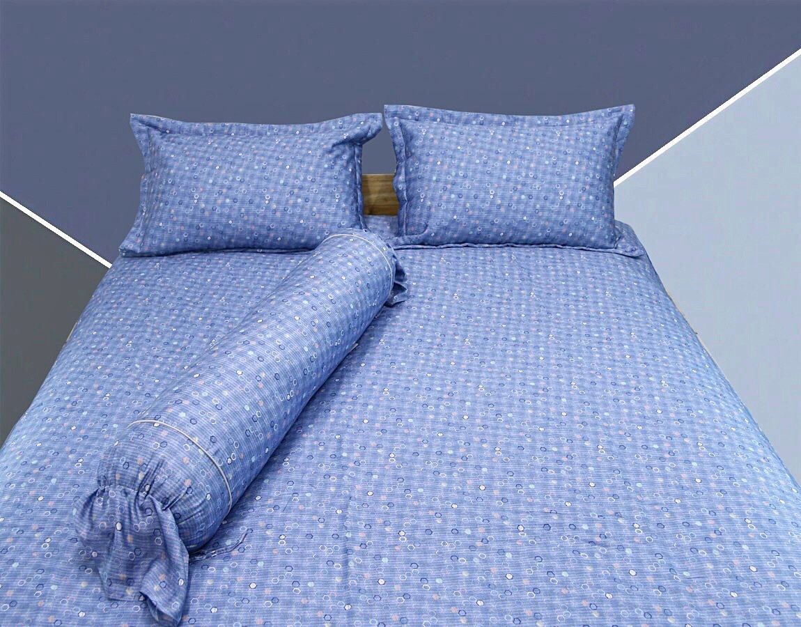  Bộ chăn ga lụa Protencel-S Xanh Họa Tiết 