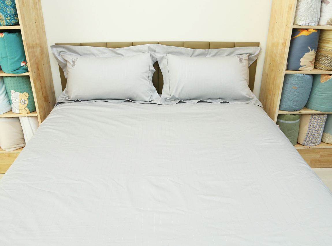  Bộ Chăn Ga Cotton USA Nekio Ghi 
