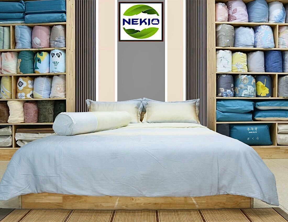  Bộ chăn ga lụa ProTencel Kẻ Xám Vàng 