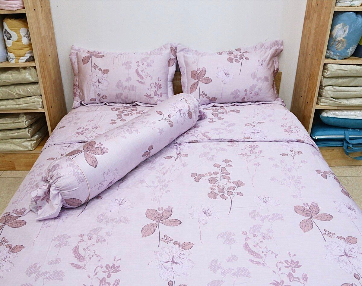  Bộ chăn ga lụa Tencel Lá Tím 