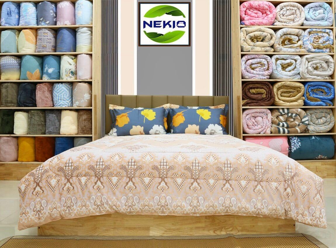  Chăn Lông Thỏ Queen Luxury Nekio Họa Tiết Nâu Cam 
