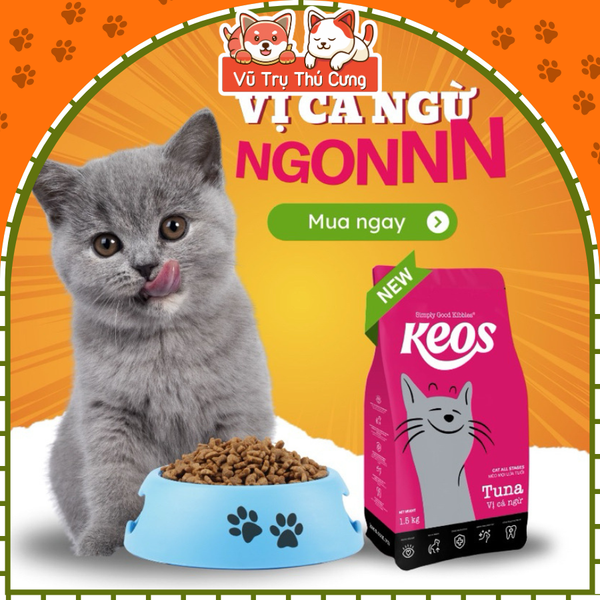 (7Kg) Thức Ăn Hạt Cho Mèo Keos Hỗ Trợ Tiết Niệu và Tiêu Búi Lông