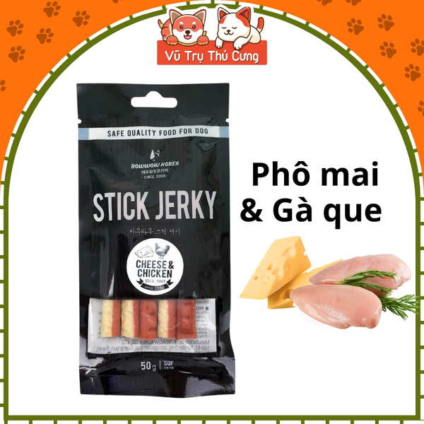 Que Thưởng Thịt Mềm Cho Chó Stick Jerky Bowwow 50g