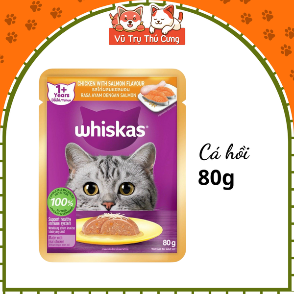 Pate Whiskas dành cho mèo con, mèo trưởng thành 80g
