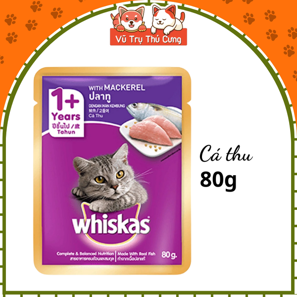 Pate Whiskas dành cho mèo lớn 1 tuổi, gói 80g