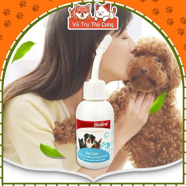 Nước nhỏ tai, vệ sinh tai cho Chó mèo, Bioline 50ml
