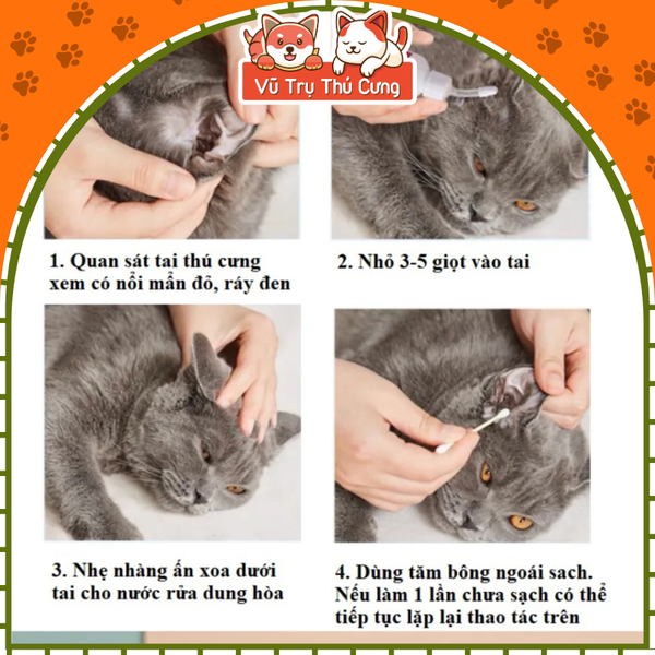 Nước nhỏ tai, vệ sinh tai cho Chó mèo, Bioline 50ml