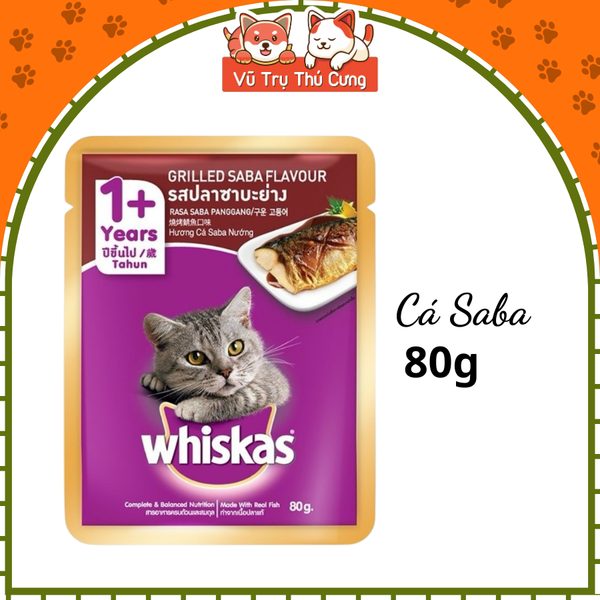 Pate Whiskas dành cho mèo lớn 1 tuổi, gói 80g