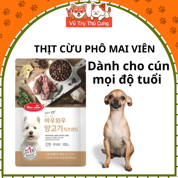 Snack Cho Chó Phô Mai Viên Mix Thịt Cừu Bowwow Hàn Quốc 100g
