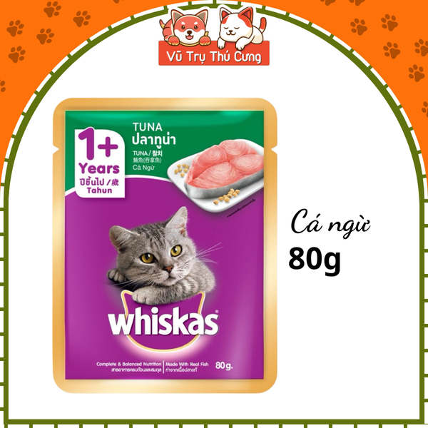 Pate Whiskas dành cho mèo lớn 1 tuổi, gói 80g