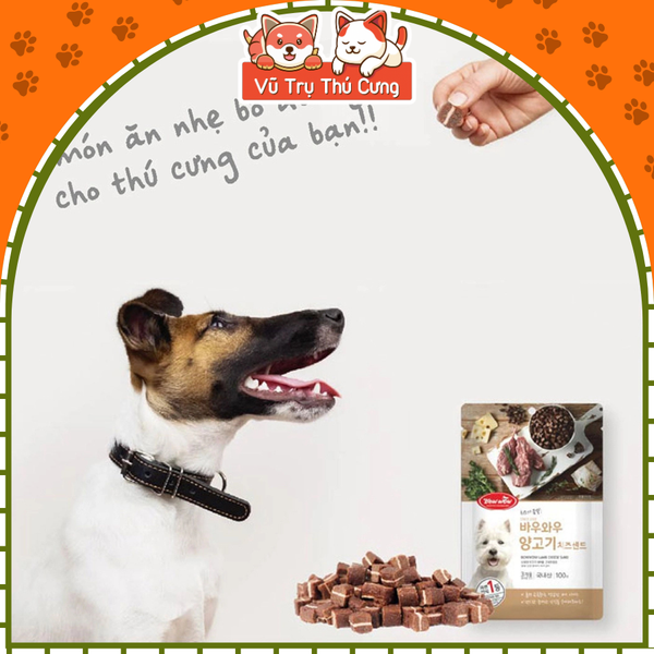 Snack Cho Chó Phô Mai Viên Mix Thịt Cừu Bowwow Hàn Quốc 100g