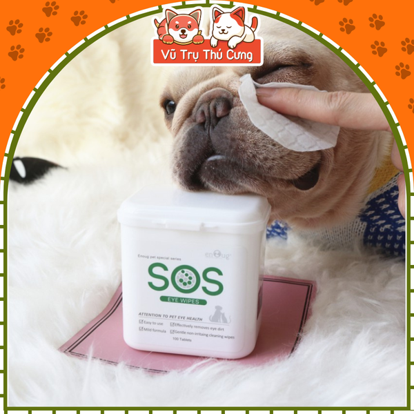 [Mã 99FMCG giảm 7% tối đa 100K đơn 500K] Khăn ướt chuyên dụng SOS, lau ố mắt, ố tai cho thú cưng chó mèo, hộp 100 miếng