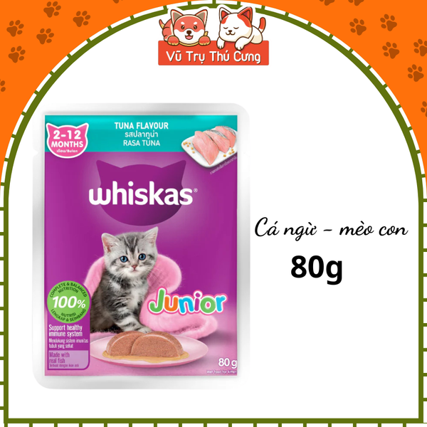 Pate Whiskas dành cho mèo con, mèo trưởng thành 80g