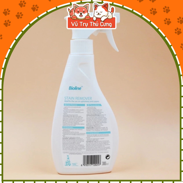 Xịt khử mùi hôi nước tiểu chó mèo, kháng khuẩn Bioline 300ml