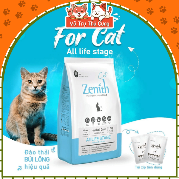 Hạt Mềm Zenith Hairball Tiêu Búi Lông Cho Mèo 1,2Kg