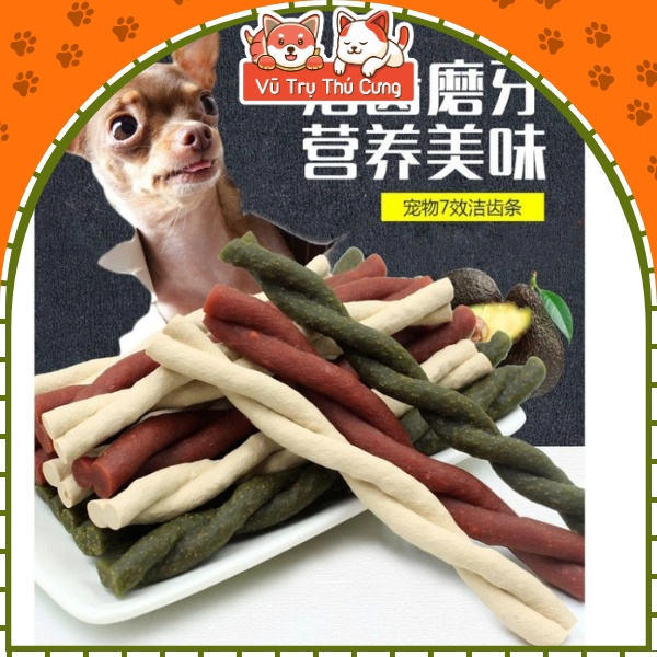 Snack Gặm Sạch Răng Cho Chó, cá hồi cuộn sữa 7Dental Effects 160g