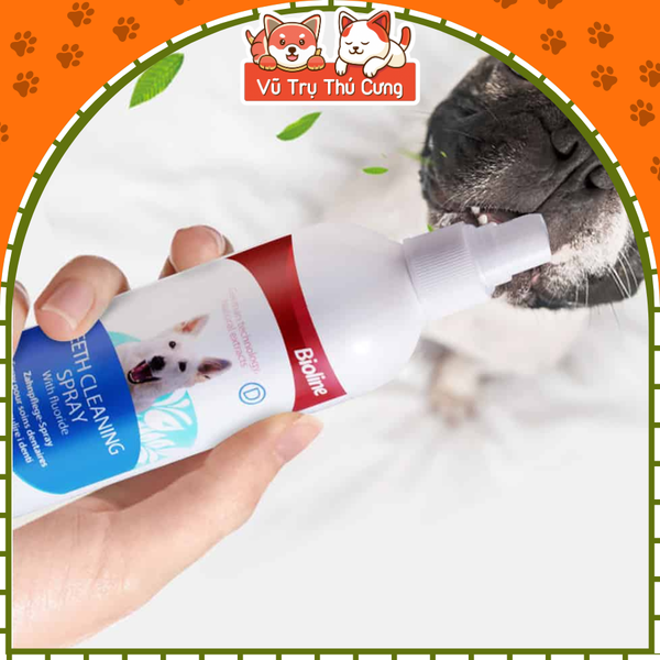 Xịt thơm miệng cho Chó và loại bỏ mảng bám Bioline 175ml
