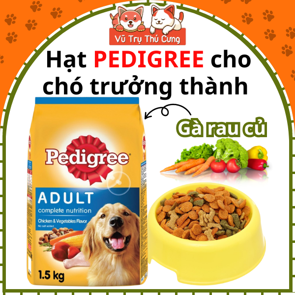Hạt Pedigree cho Chó trưởng thành vị Gà rau củ 1,5Kg