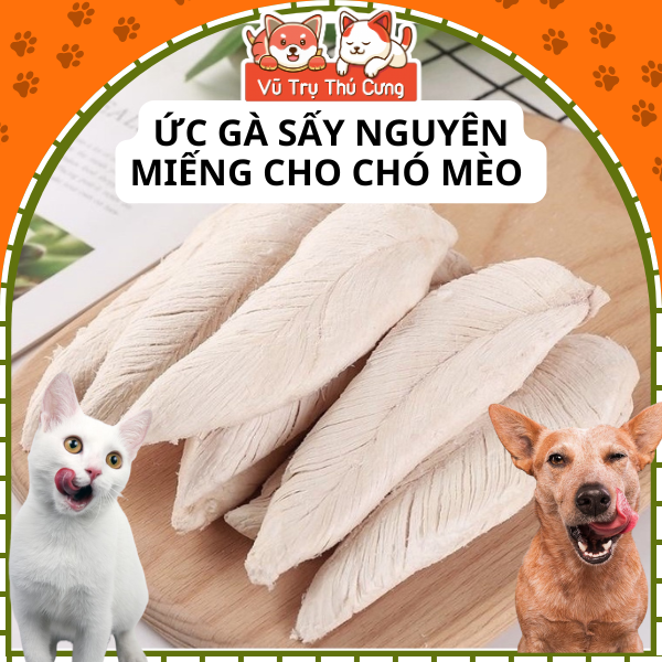 Snack Ức gà sấy nguyên miếng dành cho Chó mèo hộp 515g
