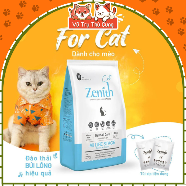Hạt Mềm Zenith Hairball Tiêu Búi Lông Cho Mèo 1,2Kg