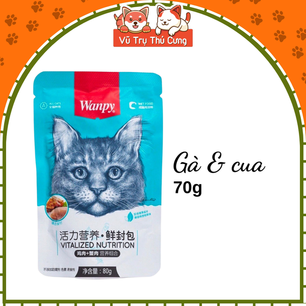 Pate Wanpy cho Mèo 80g, đủ vị, Thức ăn ướt cho mèo con, mèo trưởng thành
