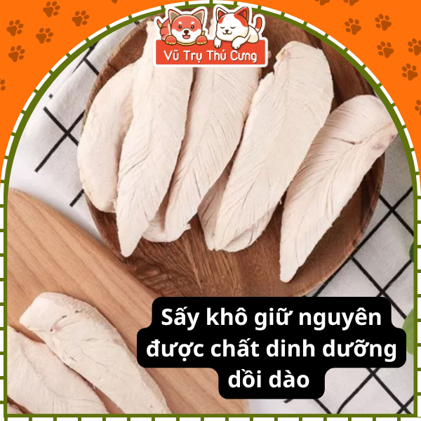 Snack Ức gà sấy nguyên miếng dành cho Chó mèo hộp 515g