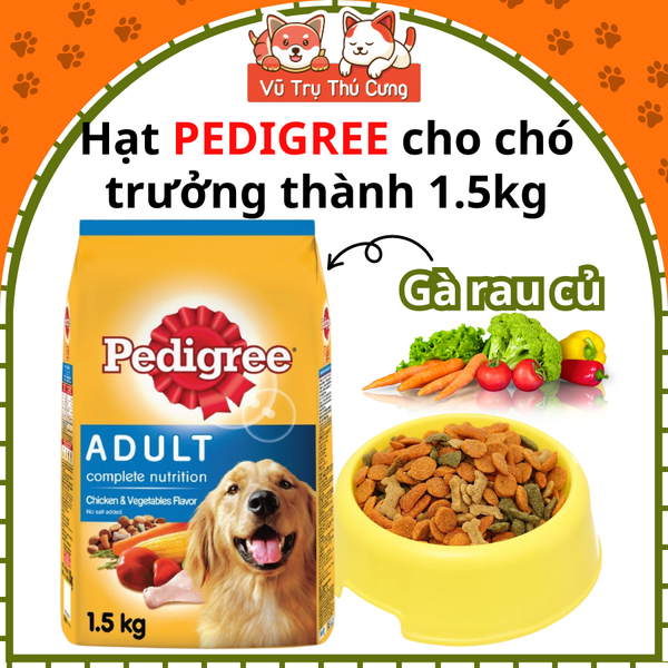 Thức Ăn Hạt Pedigree Vị Gà, Bò và Rau Củ Cho Chó