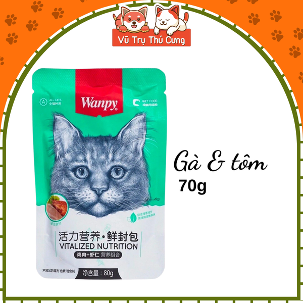 Pate Wanpy cho Mèo 80g, đủ vị, Thức ăn ướt cho mèo con, mèo trưởng thành
