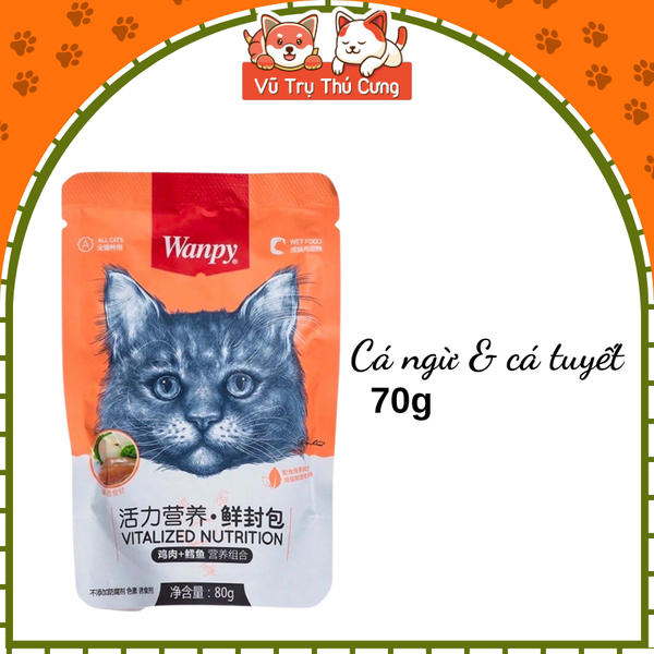 Pate Wanpy cho Mèo 80g, đủ vị, Thức ăn ướt cho mèo con, mèo trưởng thành
