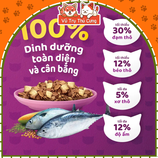 Thức ăn hạt Whiskas cho Mèo con, mèo trưởng thành 1,2Kg