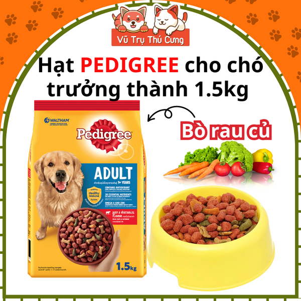 Thức ăn Hạt Pedigree cho Chó trưởng thành vị Bò 1,5Kg